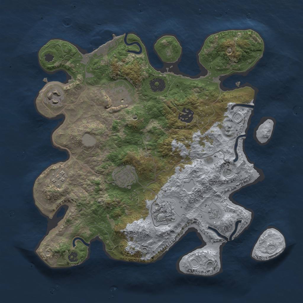 Rust Map: Procedural Map, Size: 3000, Seed: 388639966, 12 Monuments