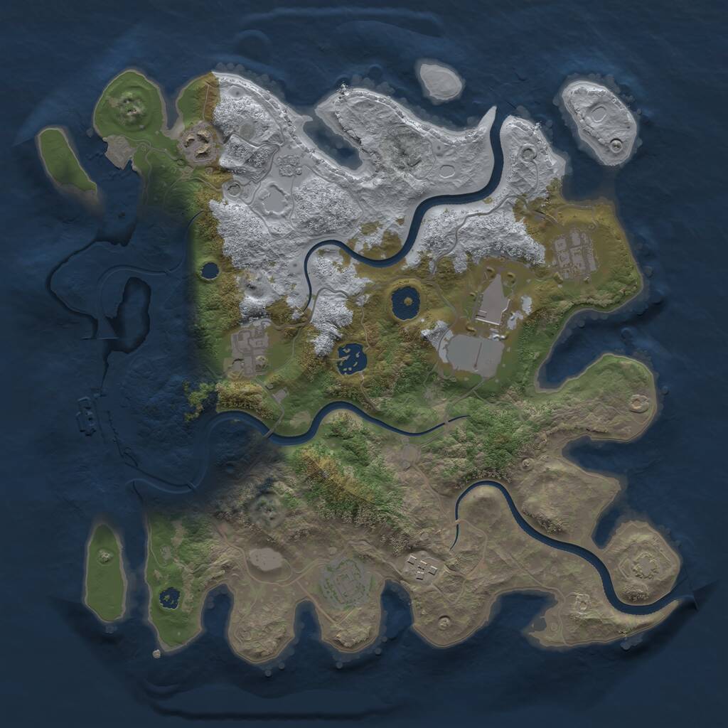 Rust Map: Procedural Map, Size: 3500, Seed: 1525196545, 12 Monuments