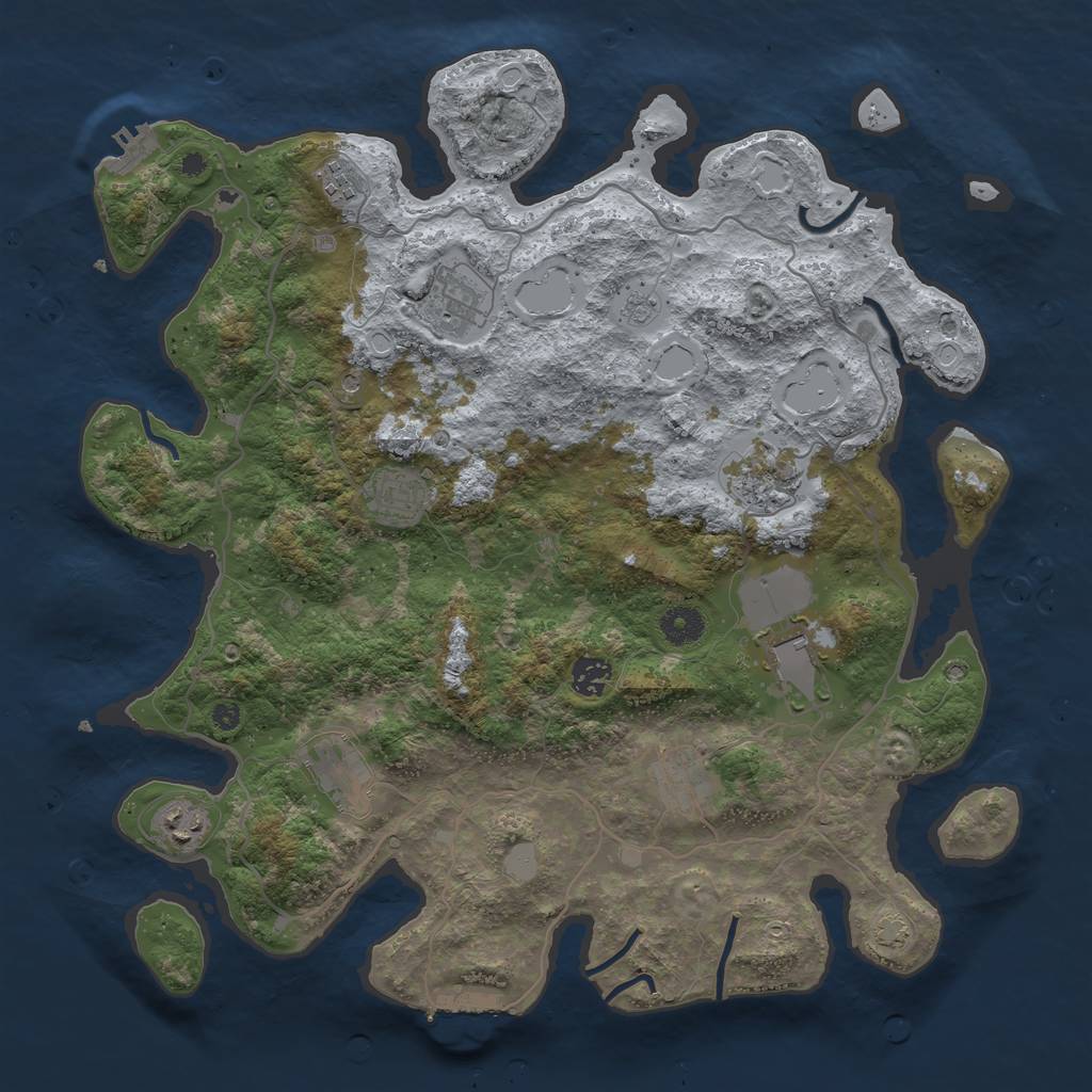 Rust Map: Procedural Map, Size: 4000, Seed: 55937901, 17 Monuments