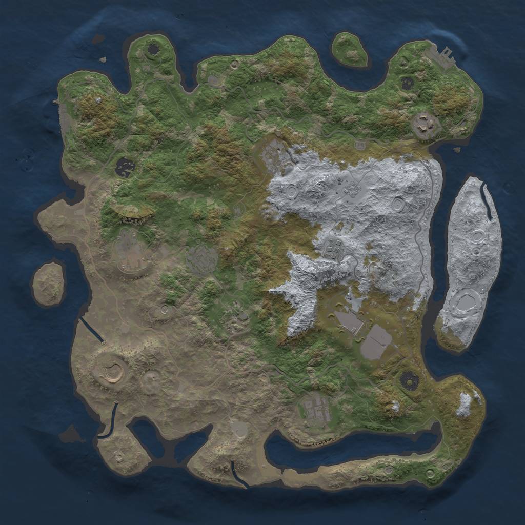 Rust Map: Procedural Map, Size: 4050, Seed: 1776831477, 17 Monuments