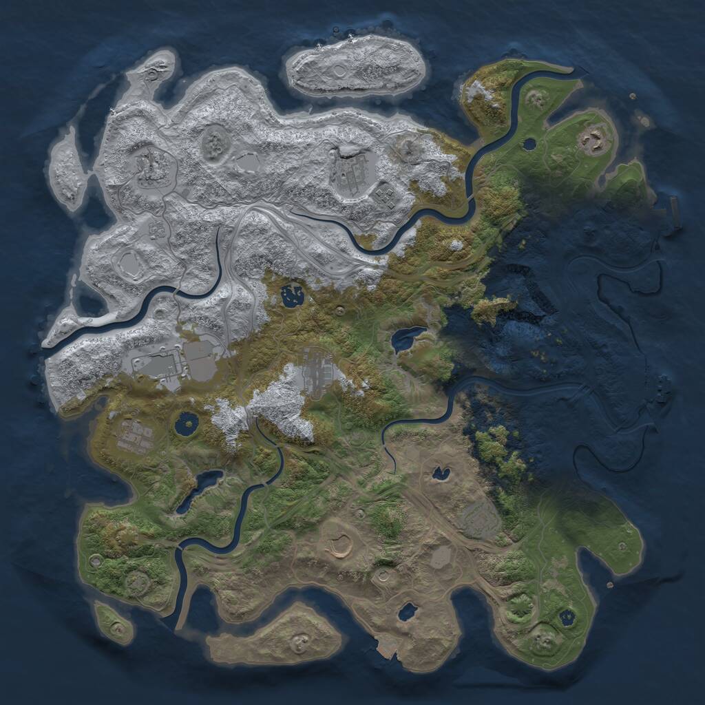 Rust Map: Procedural Map, Size: 4500, Seed: 1390181720, 16 Monuments