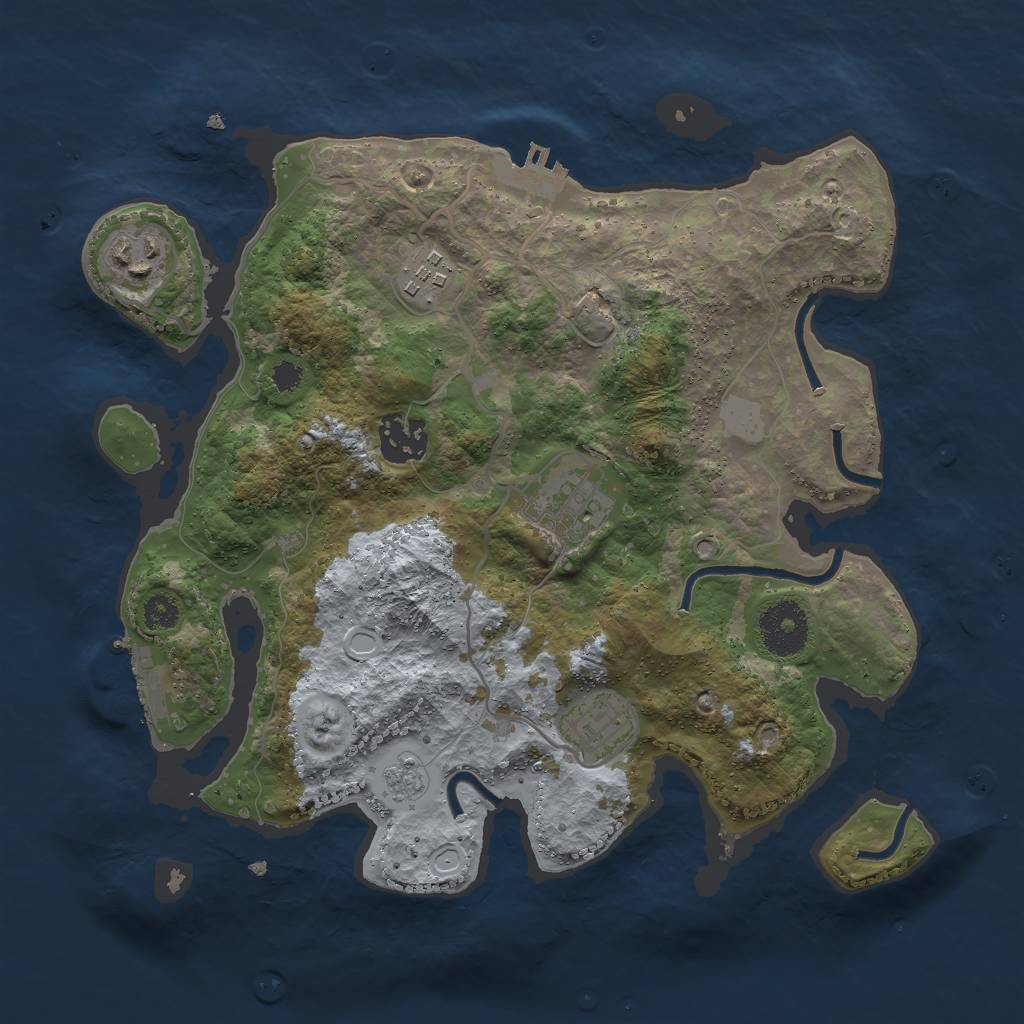 Rust Map: Procedural Map, Size: 3000, Seed: 555555, 13 Monuments
