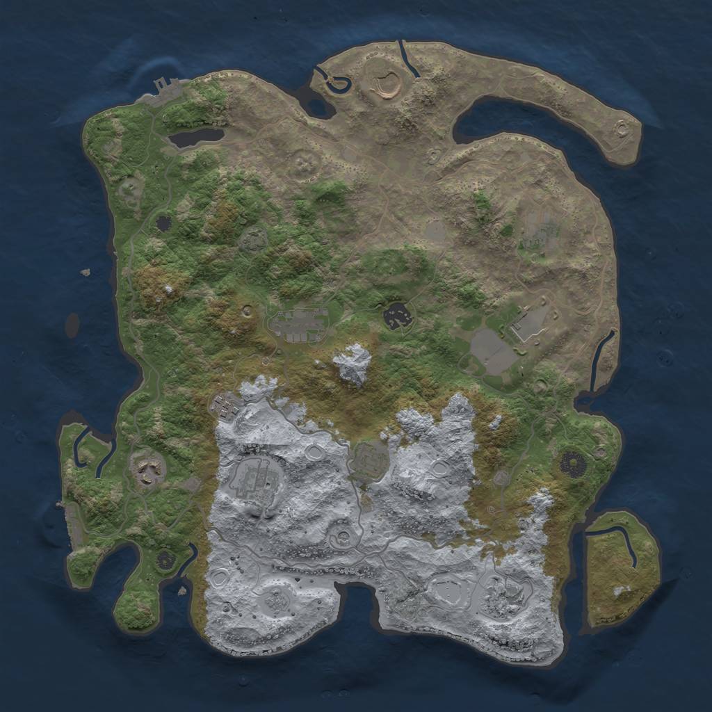 Rust Map: Procedural Map, Size: 4000, Seed: 507101773, 18 Monuments