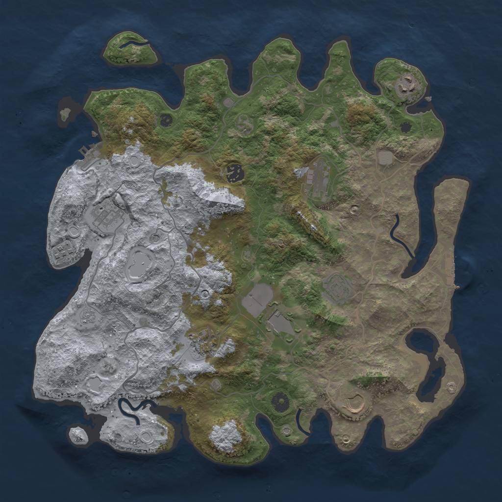 Rust Map: Procedural Map, Size: 4000, Seed: 1910039276, 18 Monuments