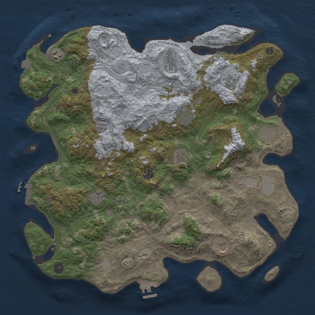 Rust Map: Procedural Map, Size: 4500, Seed: 2068940026, 19 Monuments