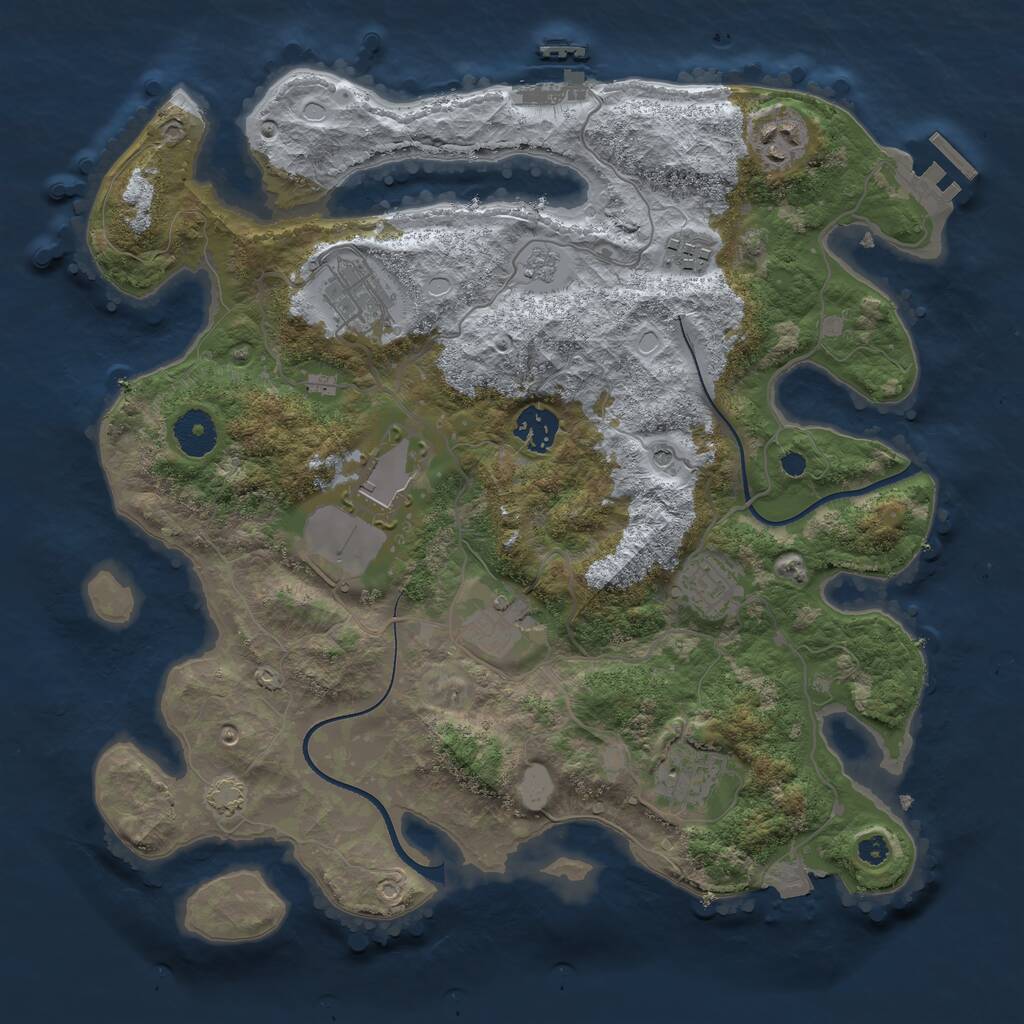 Rust Map: Procedural Map, Size: 3500, Seed: 818973022, 14 Monuments