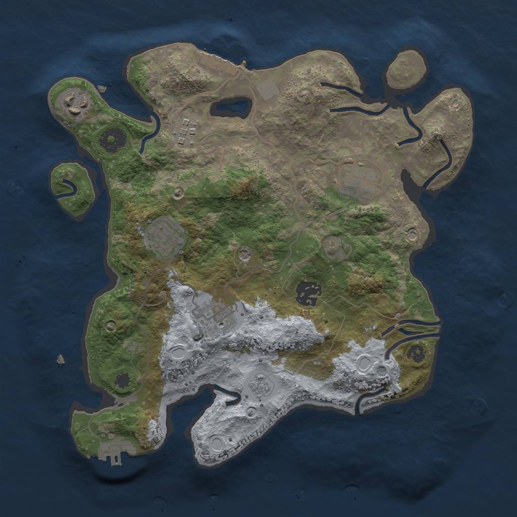 Rust Map: Procedural Map, Size: 3000, Seed: 1386616292, 13 Monuments