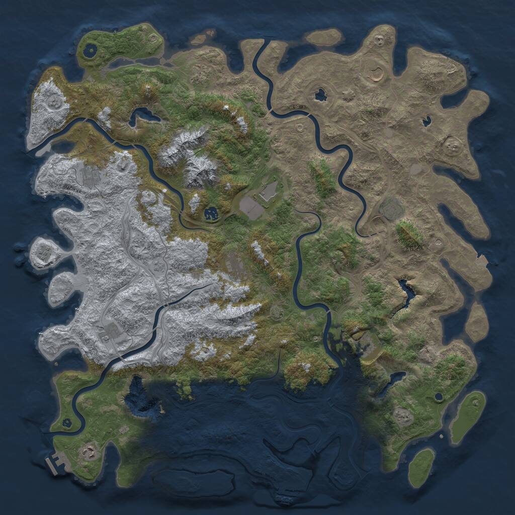 Rust Map: Procedural Map, Size: 5500, Seed: 242185438, 17 Monuments