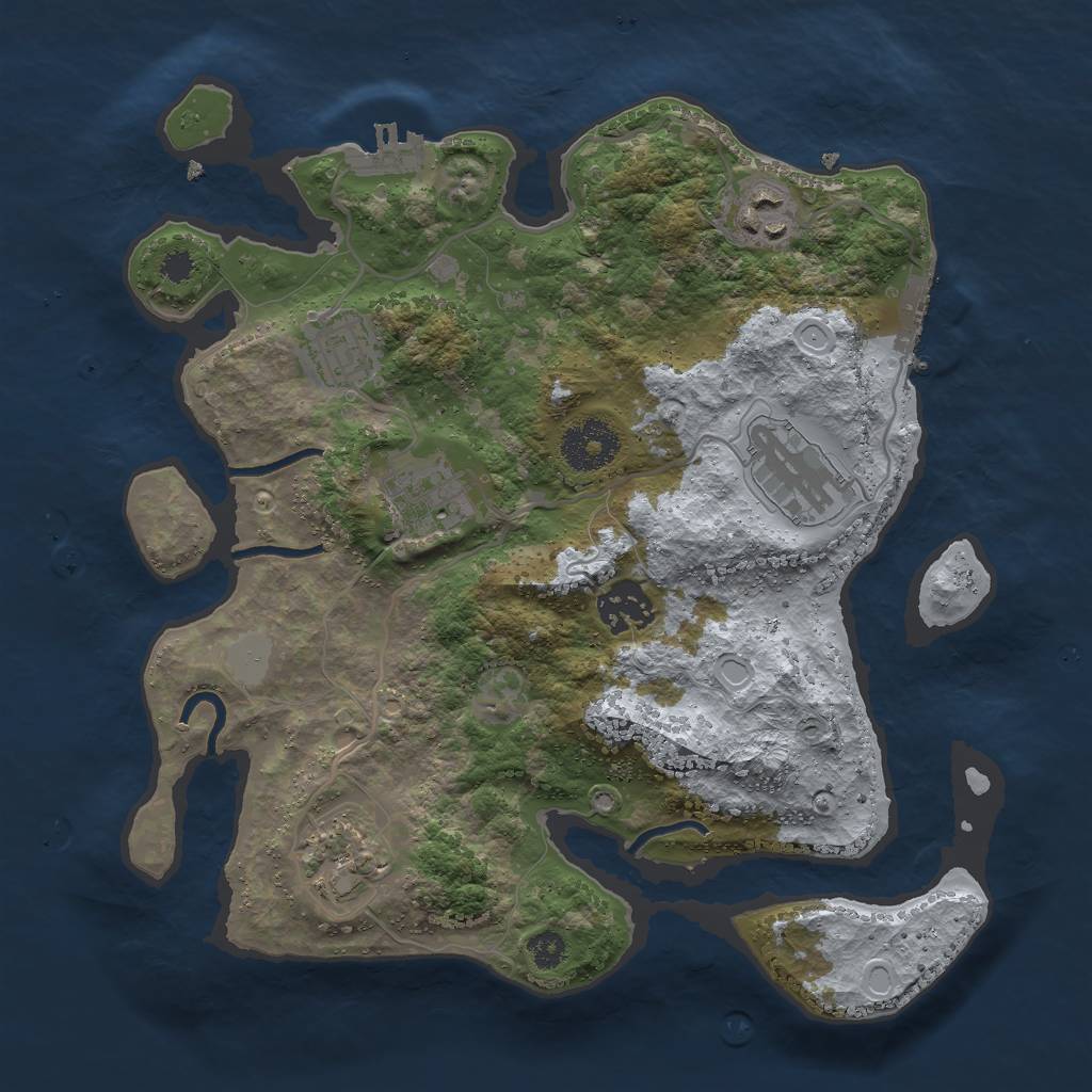 Rust Map: Procedural Map, Size: 3001, Seed: 826884281, 13 Monuments