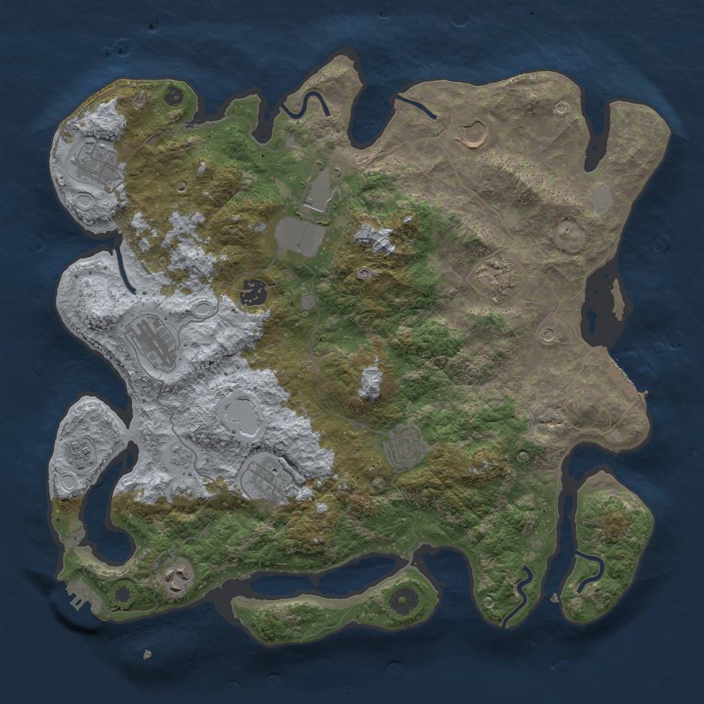 Rust Map: Procedural Map, Size: 3850, Seed: 1270293342, 17 Monuments