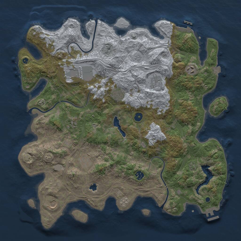 Rust Map: Procedural Map, Size: 4250, Seed: 1077877422, 15 Monuments