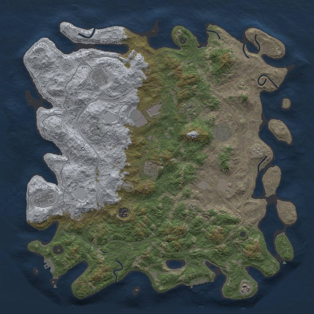 Rust Map: Procedural Map, Size: 4650, Seed: 493591207, 19 Monuments
