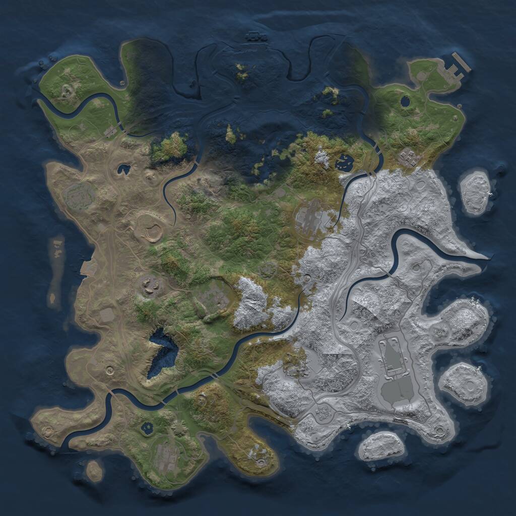 Rust Map: Procedural Map, Size: 4250, Seed: 586153998, 16 Monuments