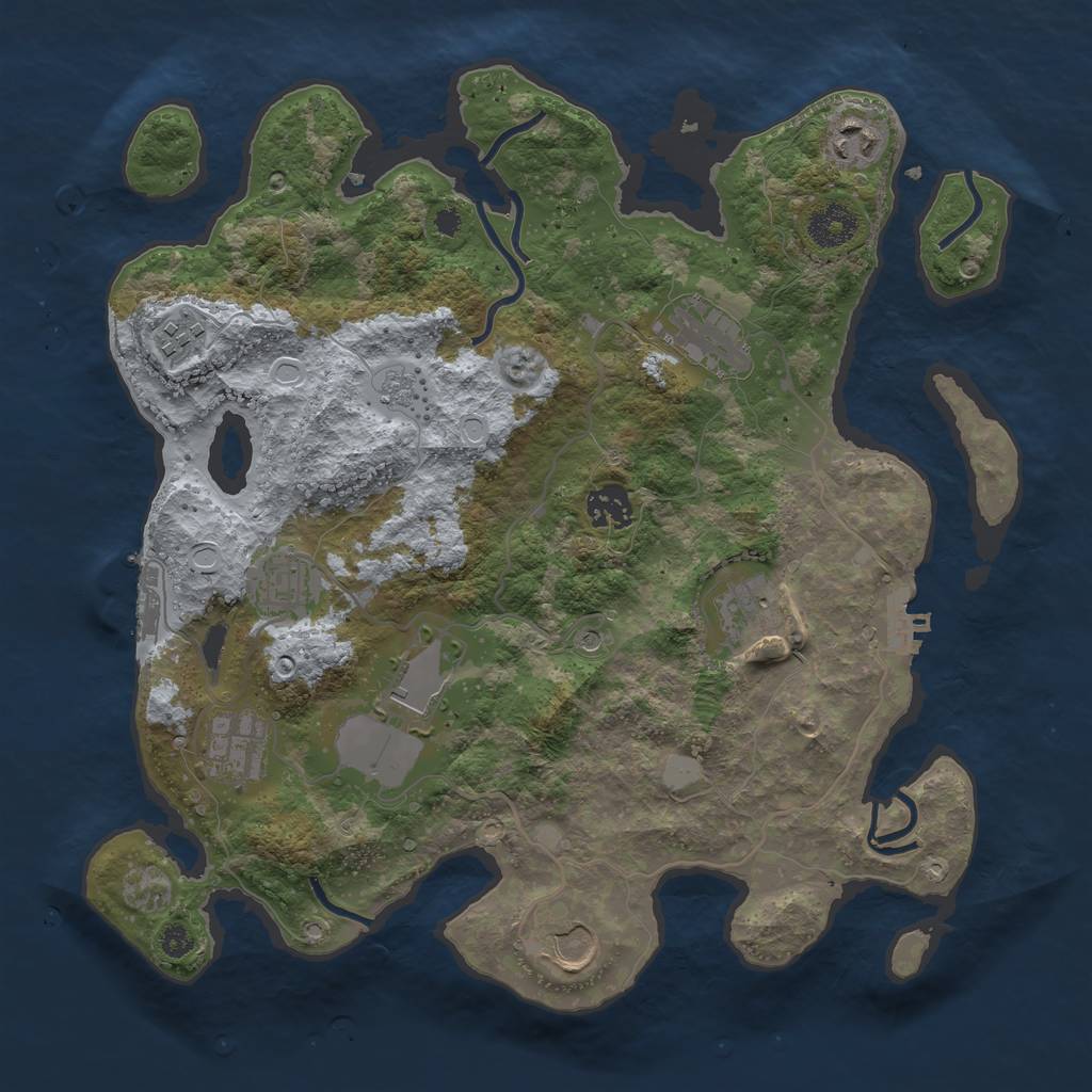 Rust Map: Procedural Map, Size: 3500, Seed: 1280950176, 18 Monuments