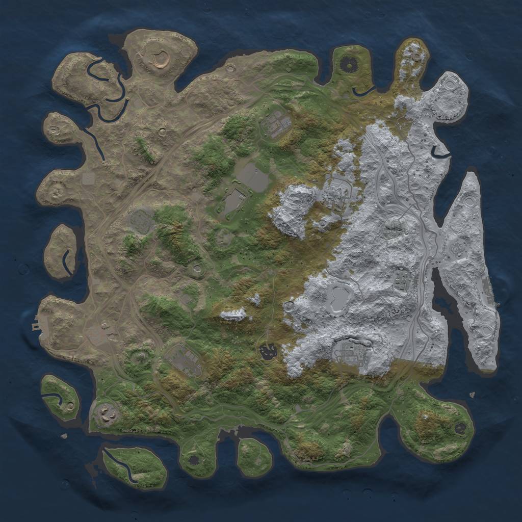 Rust Map: Procedural Map, Size: 4500, Seed: 206223960, 18 Monuments