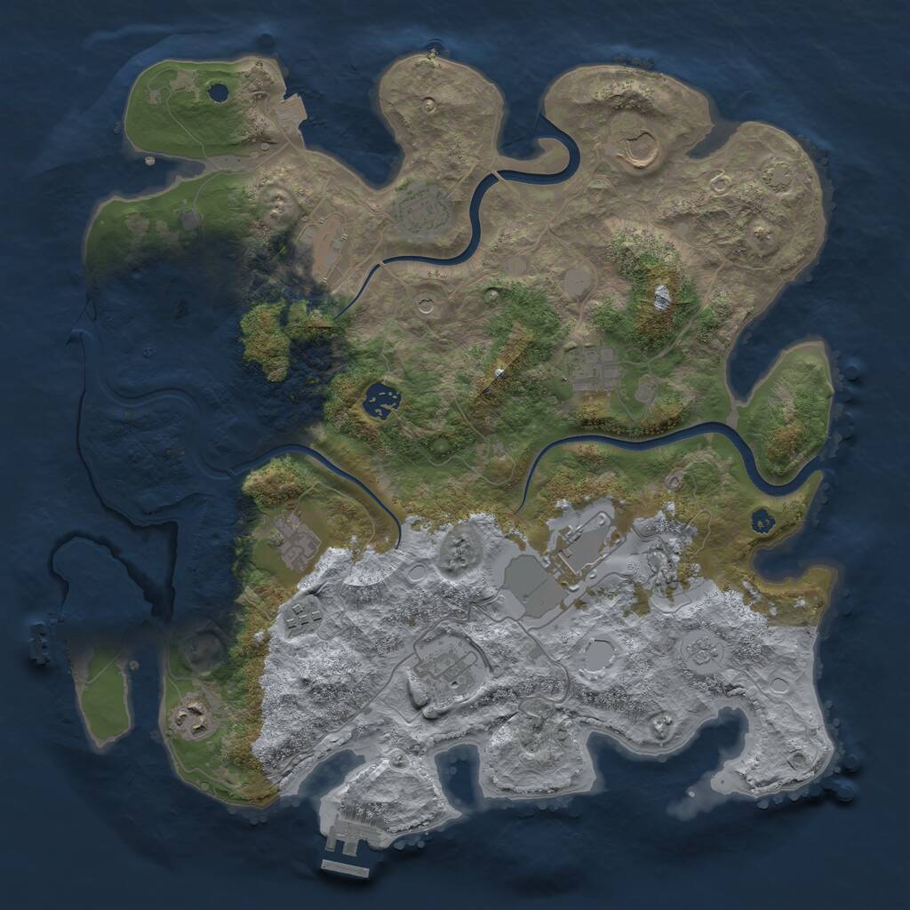 Rust Map: Procedural Map, Size: 3850, Seed: 151886870, 17 Monuments