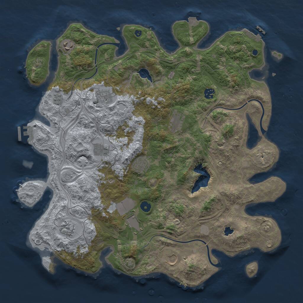 Rust Map: Procedural Map, Size: 4300, Seed: 11223344, 16 Monuments