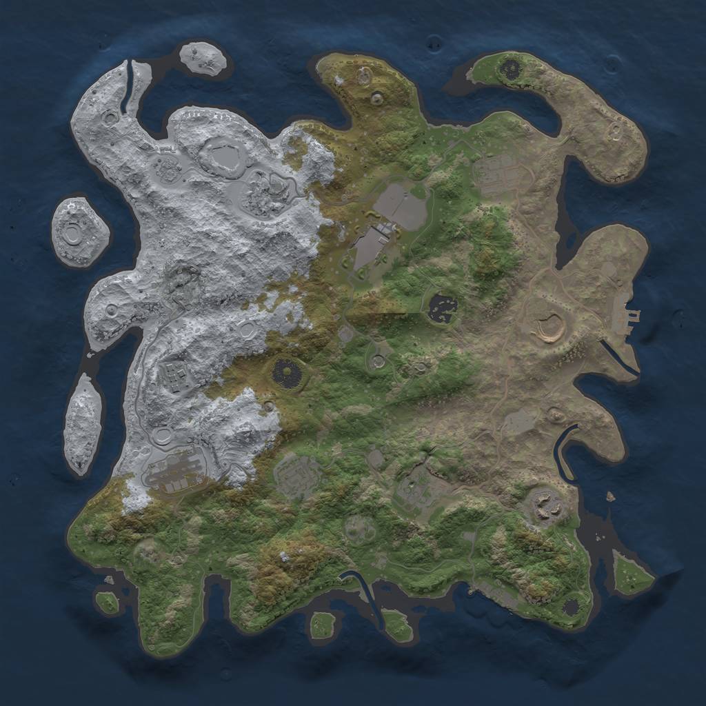 Rust Map: Procedural Map, Size: 3650, Seed: 161063168, 19 Monuments