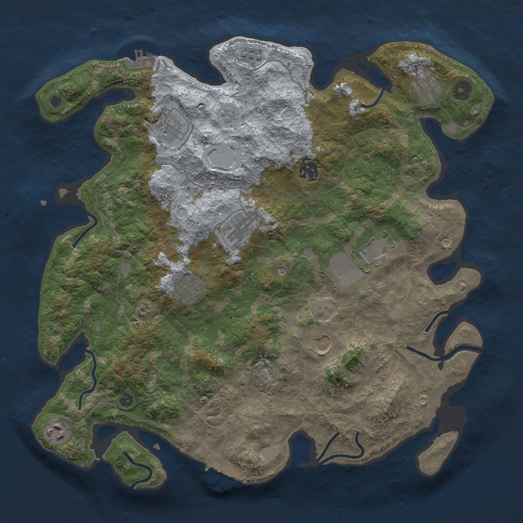 Rust Map: Procedural Map, Size: 4000, Seed: 297935, 18 Monuments