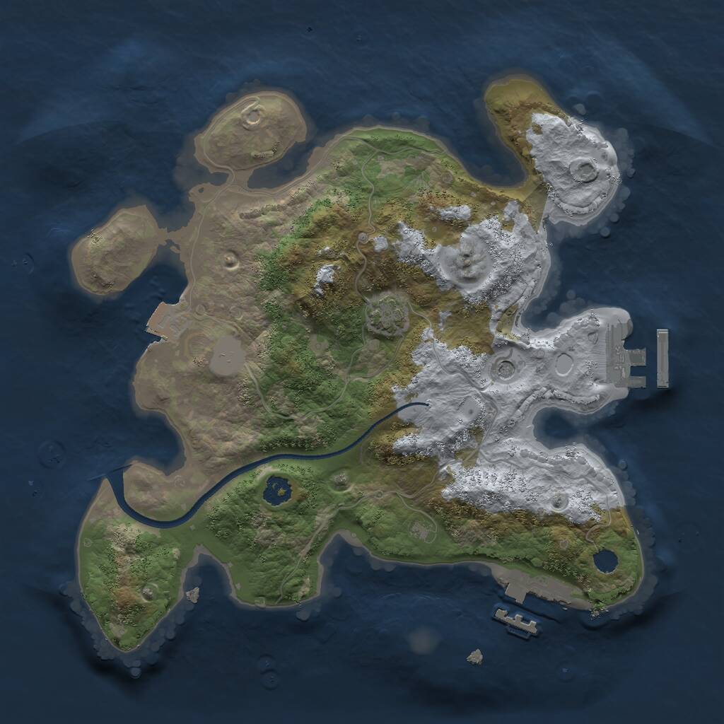 Rust Map: Procedural Map, Size: 2500, Seed: 737218372, 5 Monuments