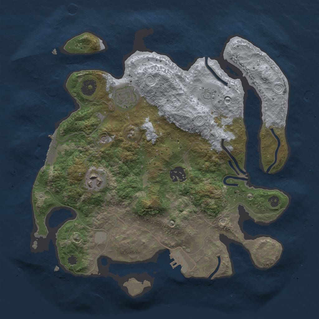 Rust Map: Procedural Map, Size: 3000, Seed: 912342, 10 Monuments