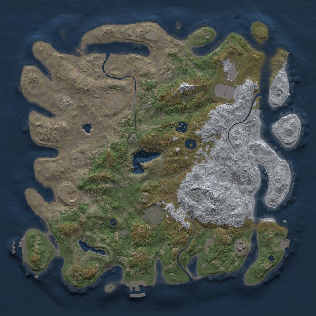 Rust Map: Procedural Map, Size: 4200, Seed: 22070950, 14 Monuments