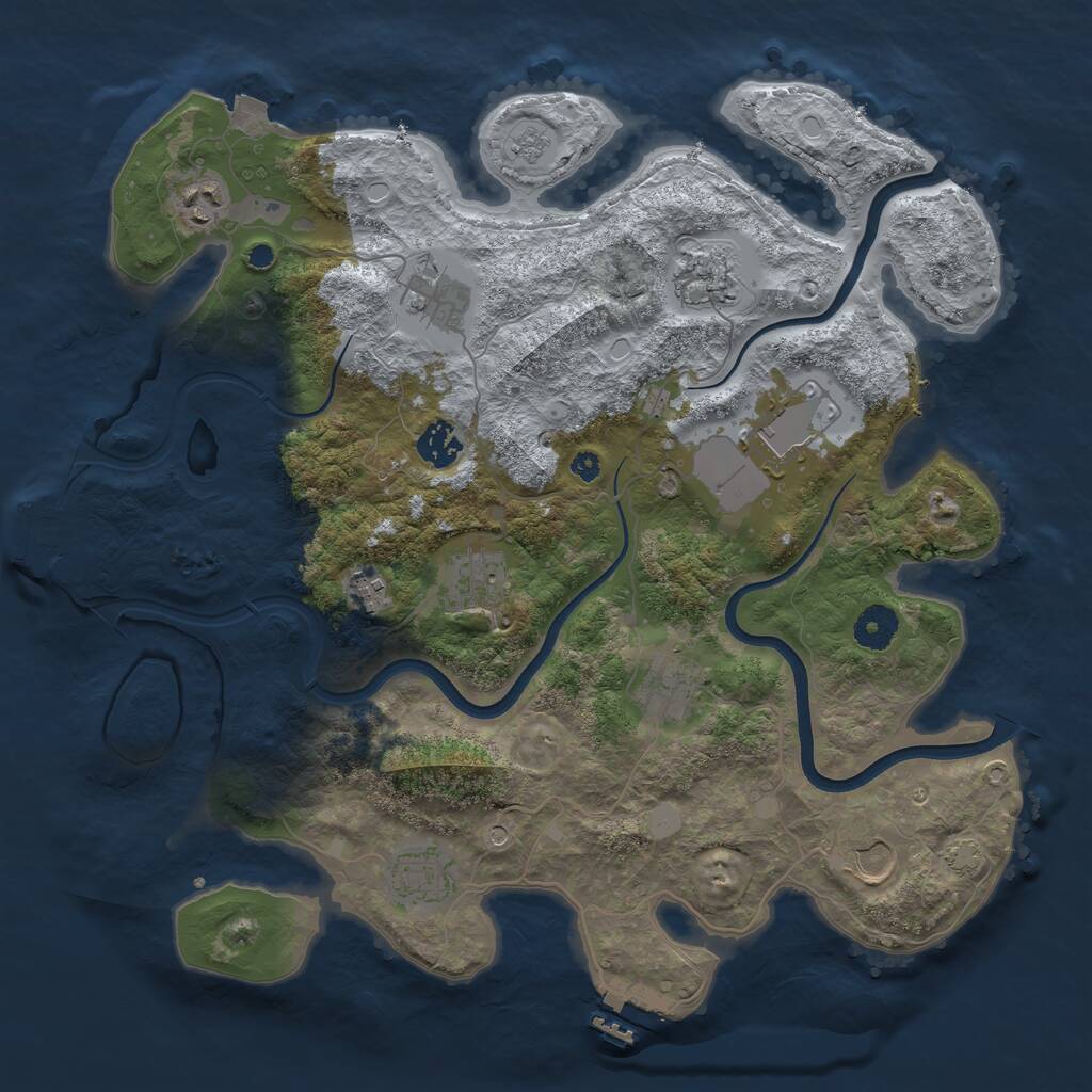 Rust Map: Procedural Map, Size: 3750, Seed: 79634745, 16 Monuments