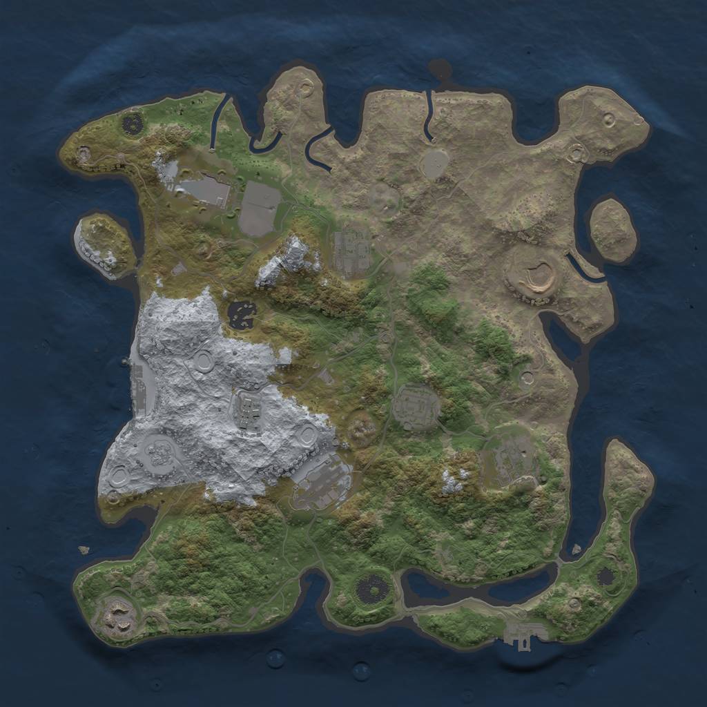 Rust Map: Procedural Map, Size: 3500, Seed: 853226290, 18 Monuments