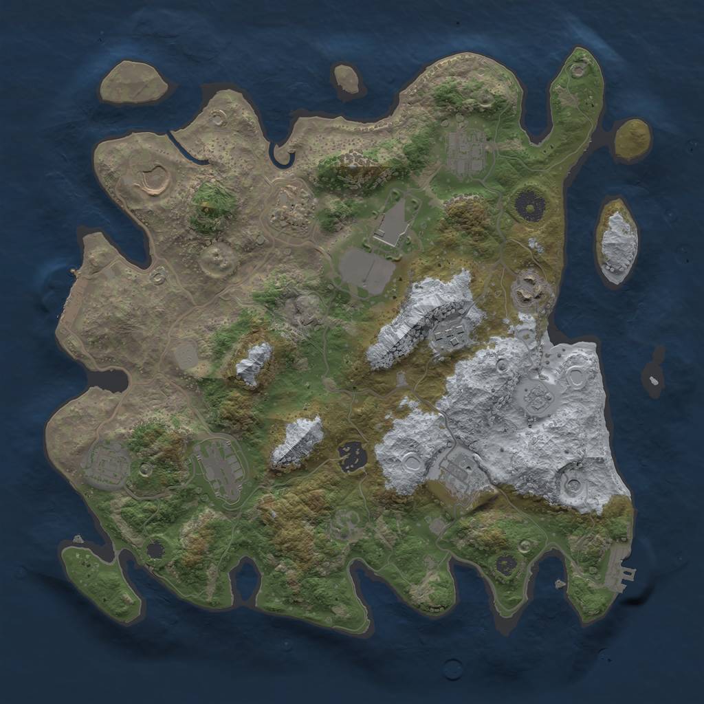 Rust Map: Procedural Map, Size: 3500, Seed: 1429468278, 19 Monuments