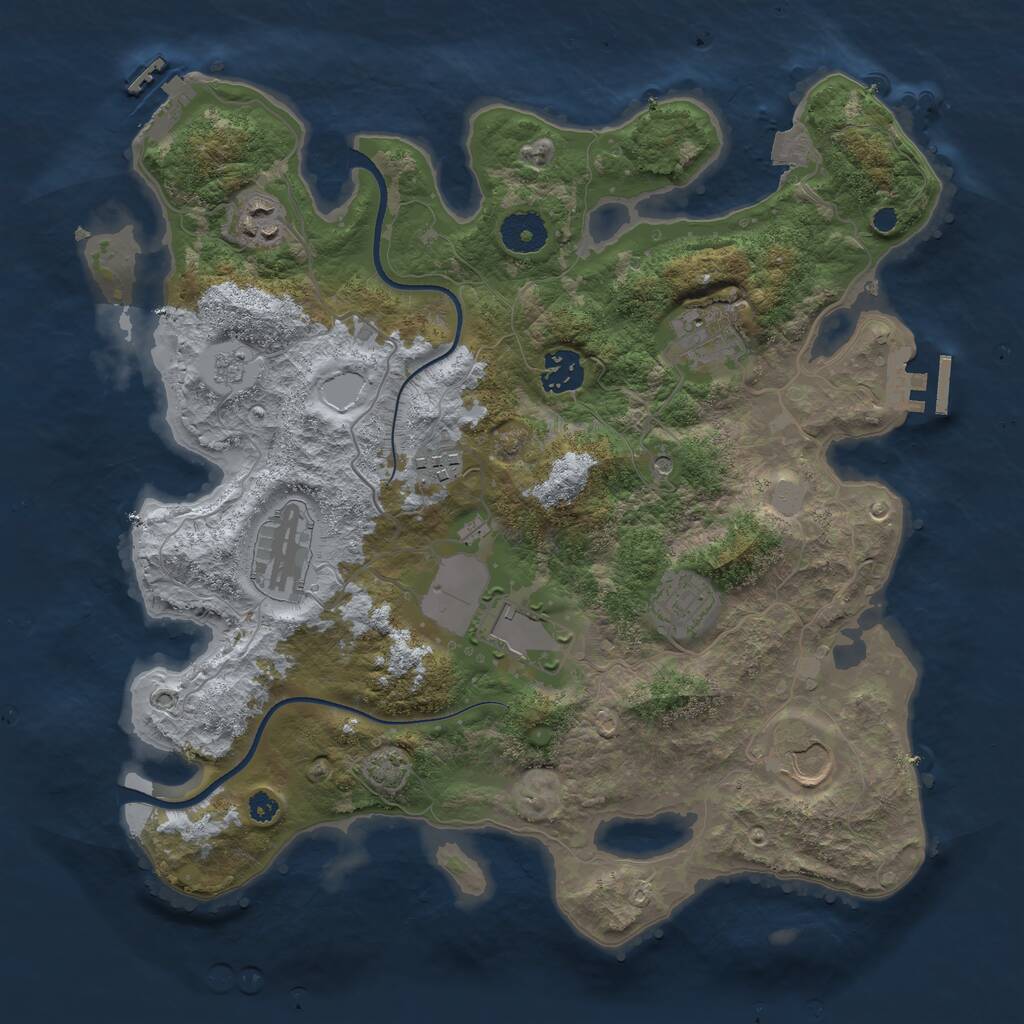 Rust Map: Procedural Map, Size: 3500, Seed: 1999316058, 14 Monuments