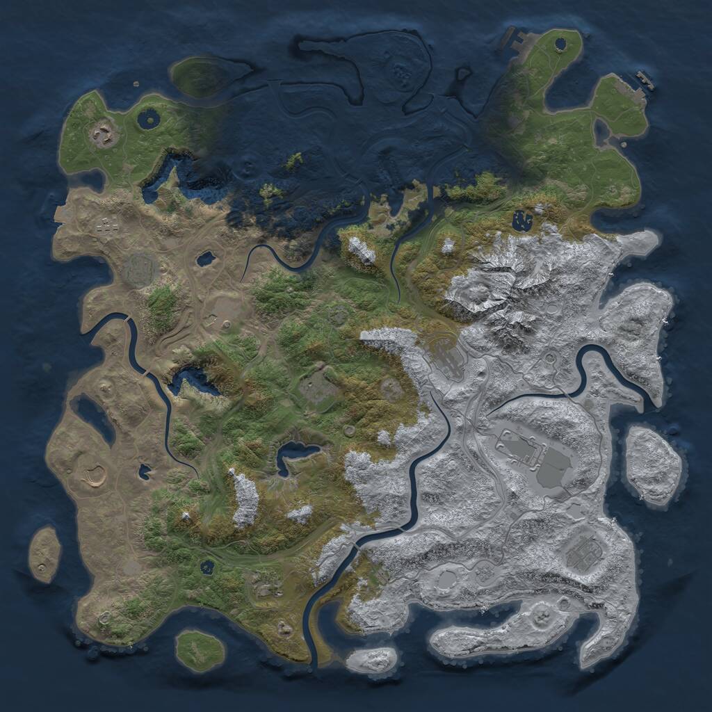 Rust Map: Procedural Map, Size: 5000, Seed: 4200, 17 Monuments