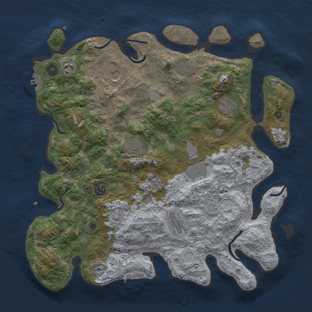 Rust Map: Procedural Map, Size: 4000, Seed: 19970723, 18 Monuments