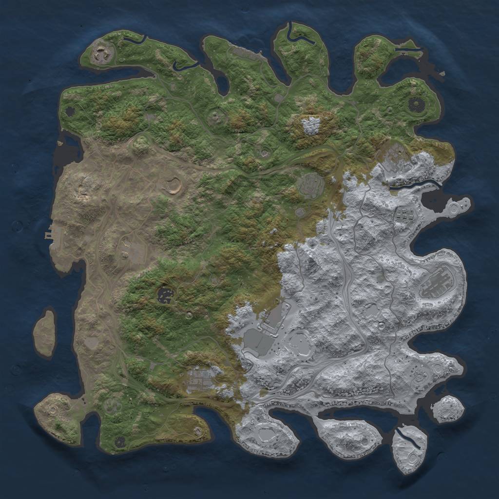 Rust Map: Procedural Map, Size: 4500, Seed: 1544577043, 19 Monuments