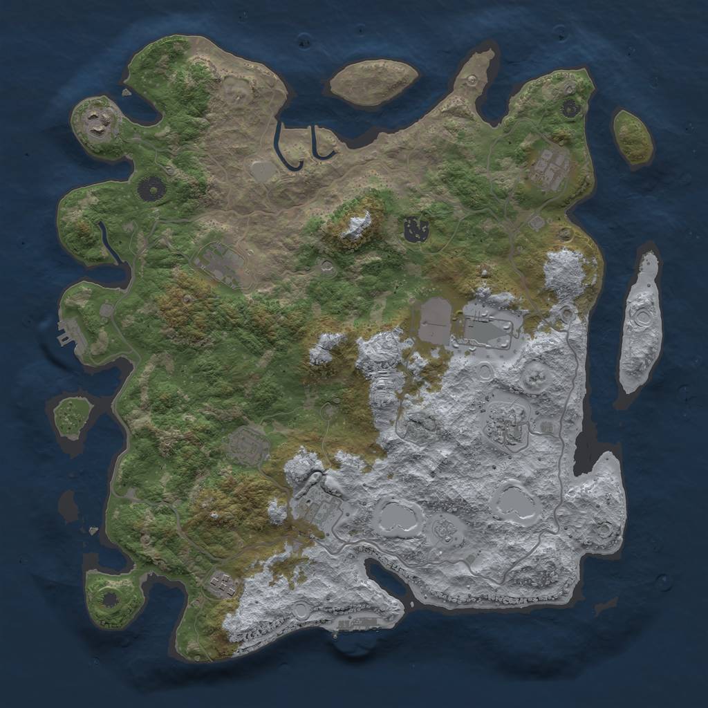 Rust Map: Procedural Map, Size: 4000, Seed: 289484632, 18 Monuments
