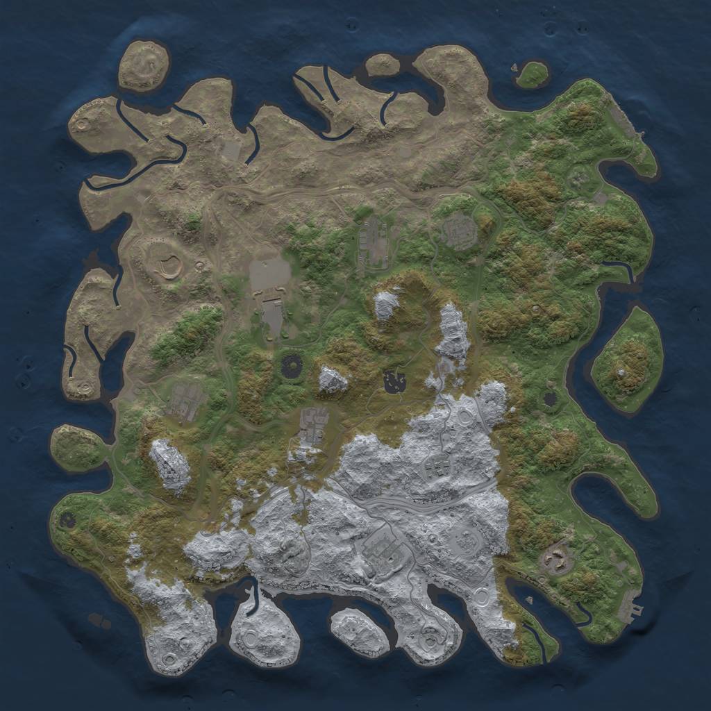 Rust Map: Procedural Map, Size: 4500, Seed: 250582178, 19 Monuments