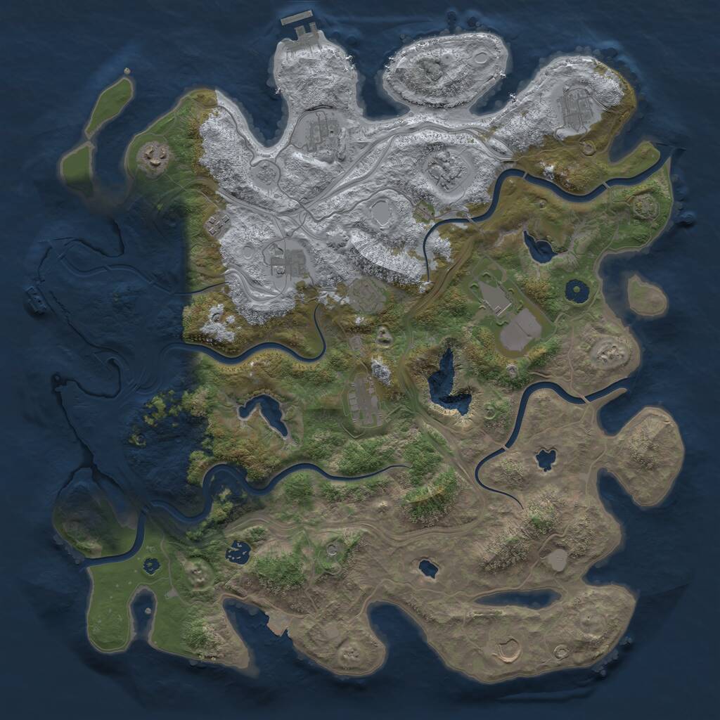 Rust Map: Procedural Map, Size: 4500, Seed: 2652907, 17 Monuments