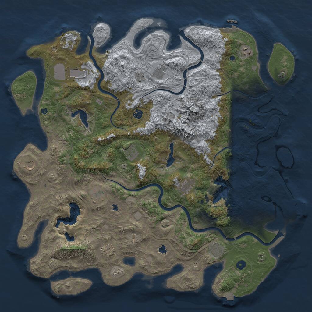 Rust Map: Procedural Map, Size: 5000, Seed: 44395397, 17 Monuments