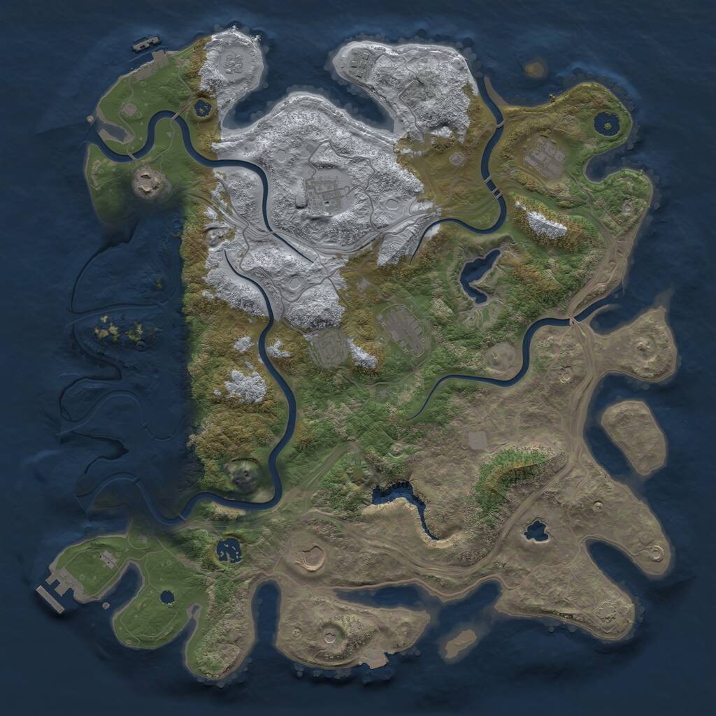 Rust Map: Procedural Map, Size: 4250, Seed: 1188929392, 14 Monuments