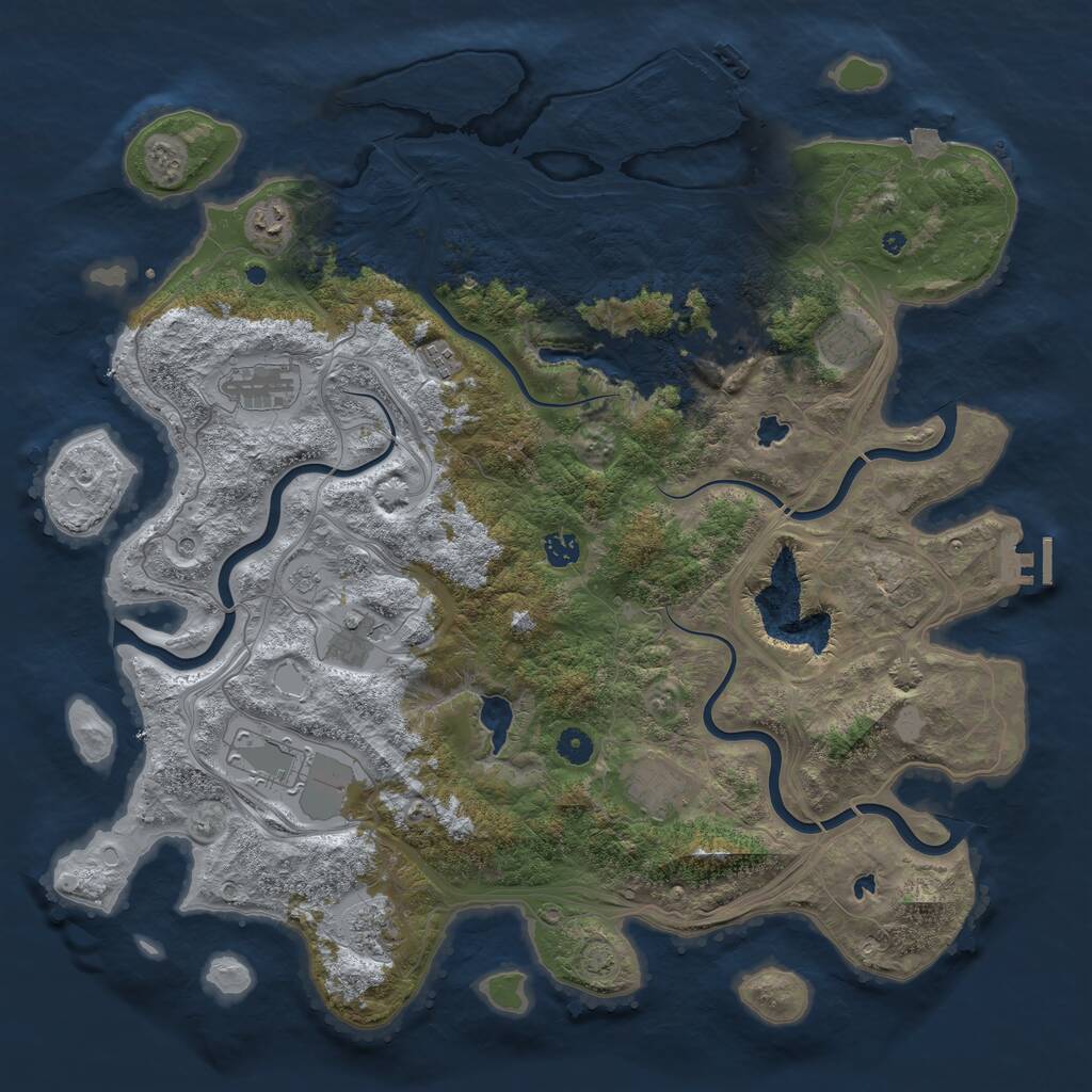 Rust Map: Procedural Map, Size: 4600, Seed: 11078, 16 Monuments