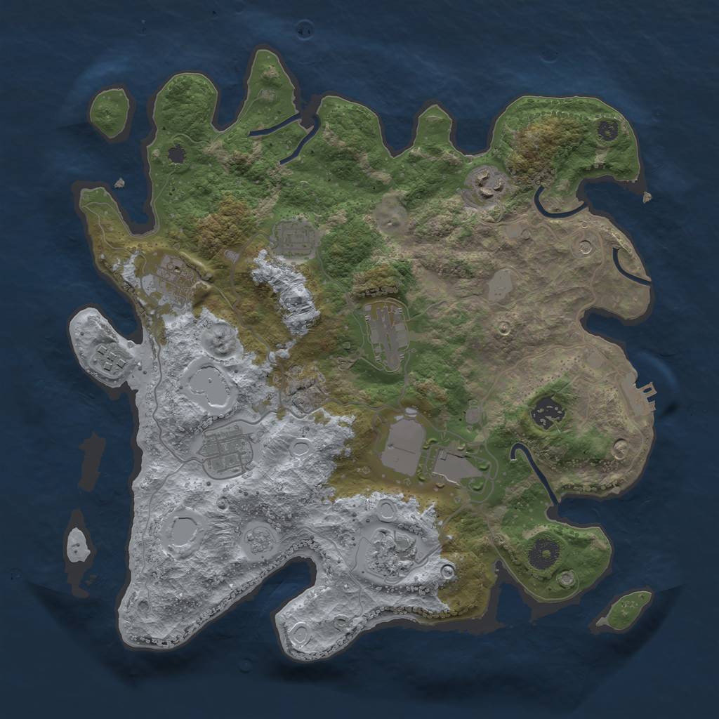 Rust Map: Procedural Map, Size: 3500, Seed: 1802600736, 15 Monuments