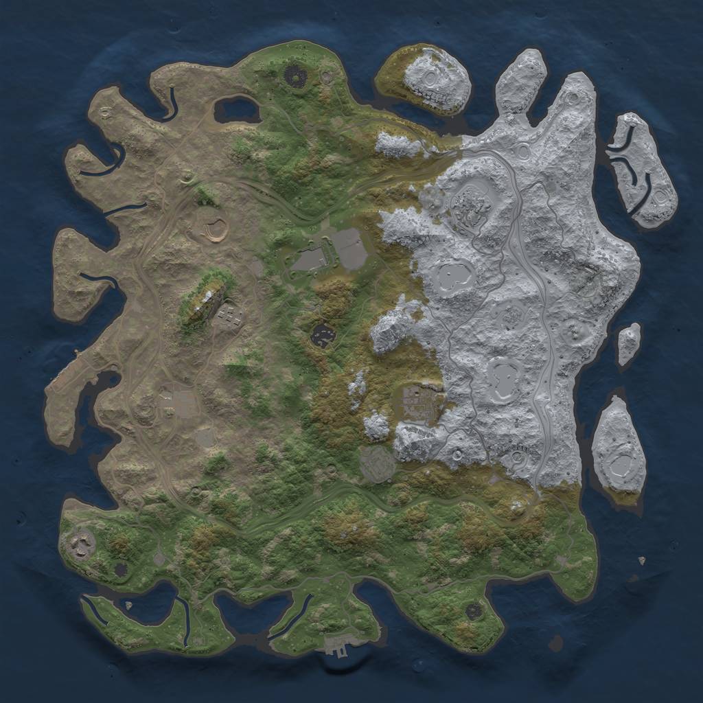 Rust Map: Procedural Map, Size: 4500, Seed: 23482676, 18 Monuments