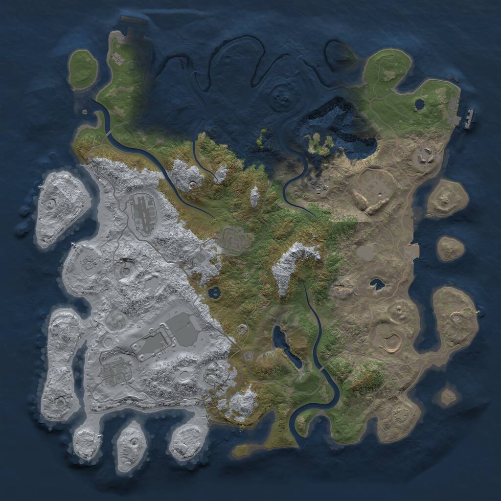 Rust Map: Procedural Map, Size: 4000, Seed: 2125869298, 15 Monuments