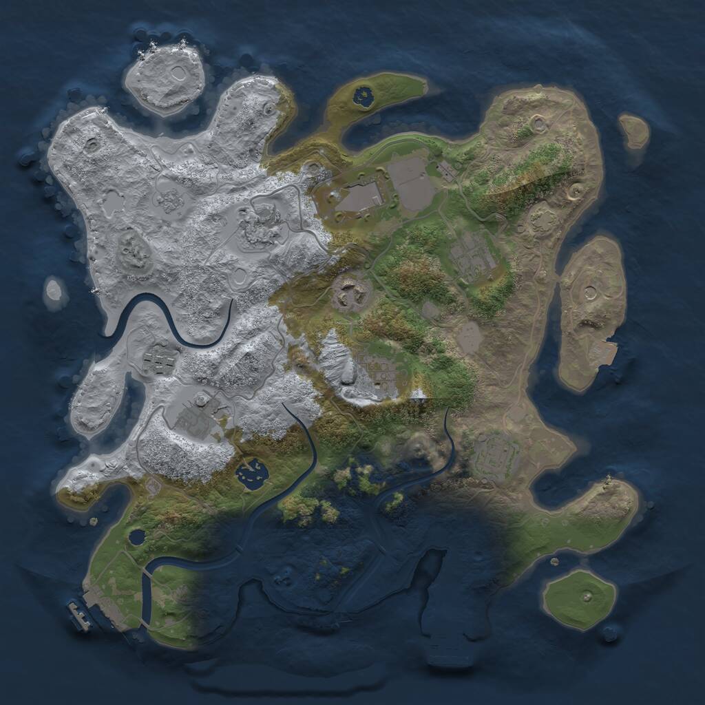 Rust Map: Procedural Map, Size: 3500, Seed: 331959842, 15 Monuments
