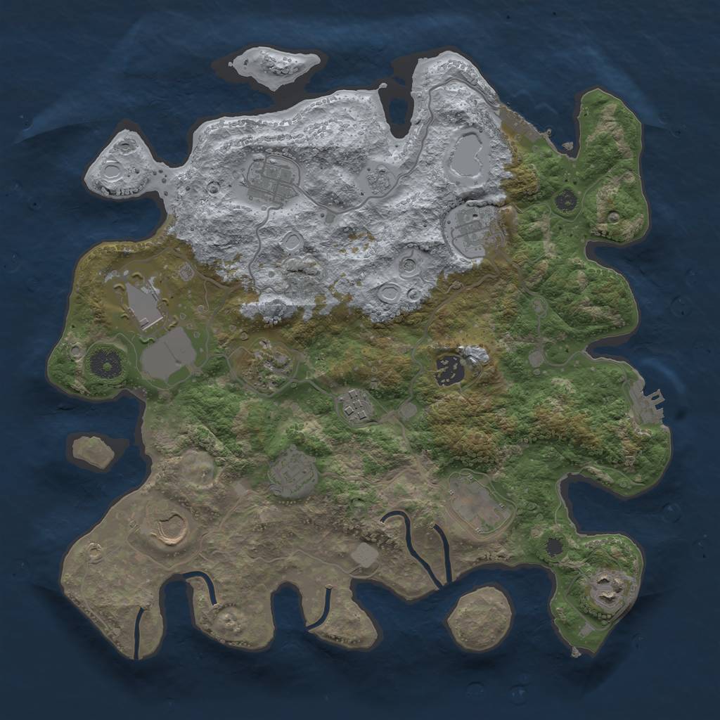 Rust Map: Procedural Map, Size: 3500, Seed: 2012000129, 19 Monuments