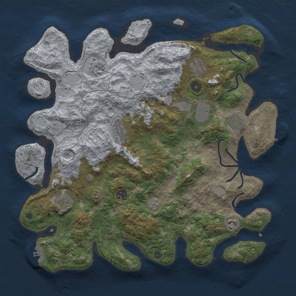 Rust Map: Procedural Map, Size: 4000, Seed: 1874711, 18 Monuments