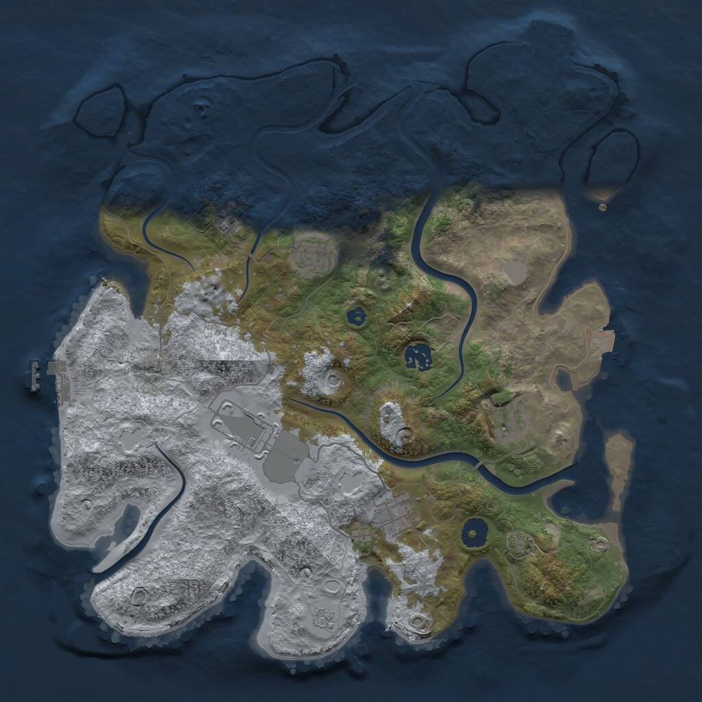 Rust Map: Procedural Map, Size: 3700, Seed: 1090647084, 12 Monuments