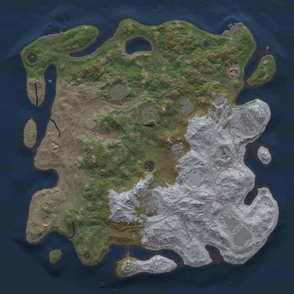 Rust Map: Procedural Map, Size: 4250, Seed: 69398490, 19 Monuments