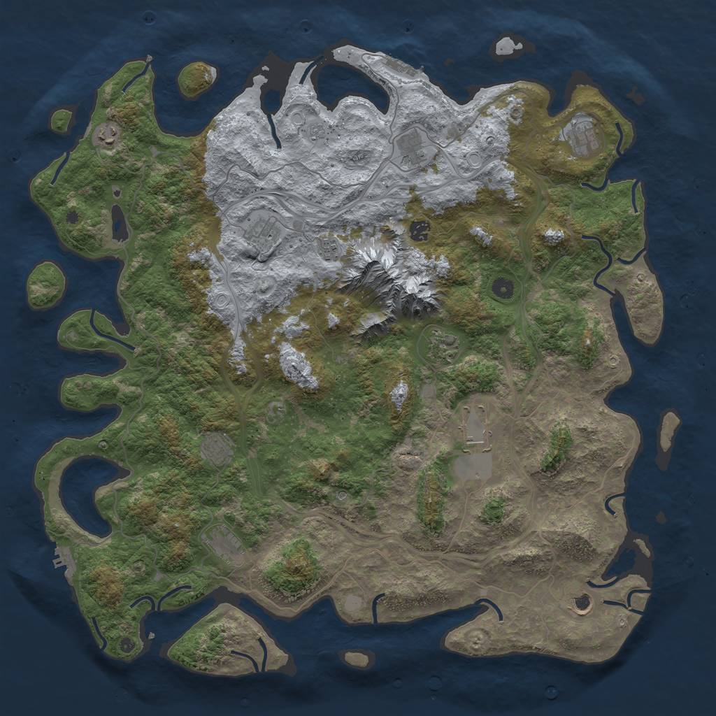 Rust Map: Procedural Map, Size: 5000, Seed: 3702, 20 Monuments