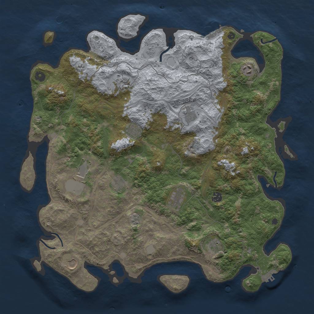 Rust Map: Procedural Map, Size: 4500, Seed: 670484066, 20 Monuments