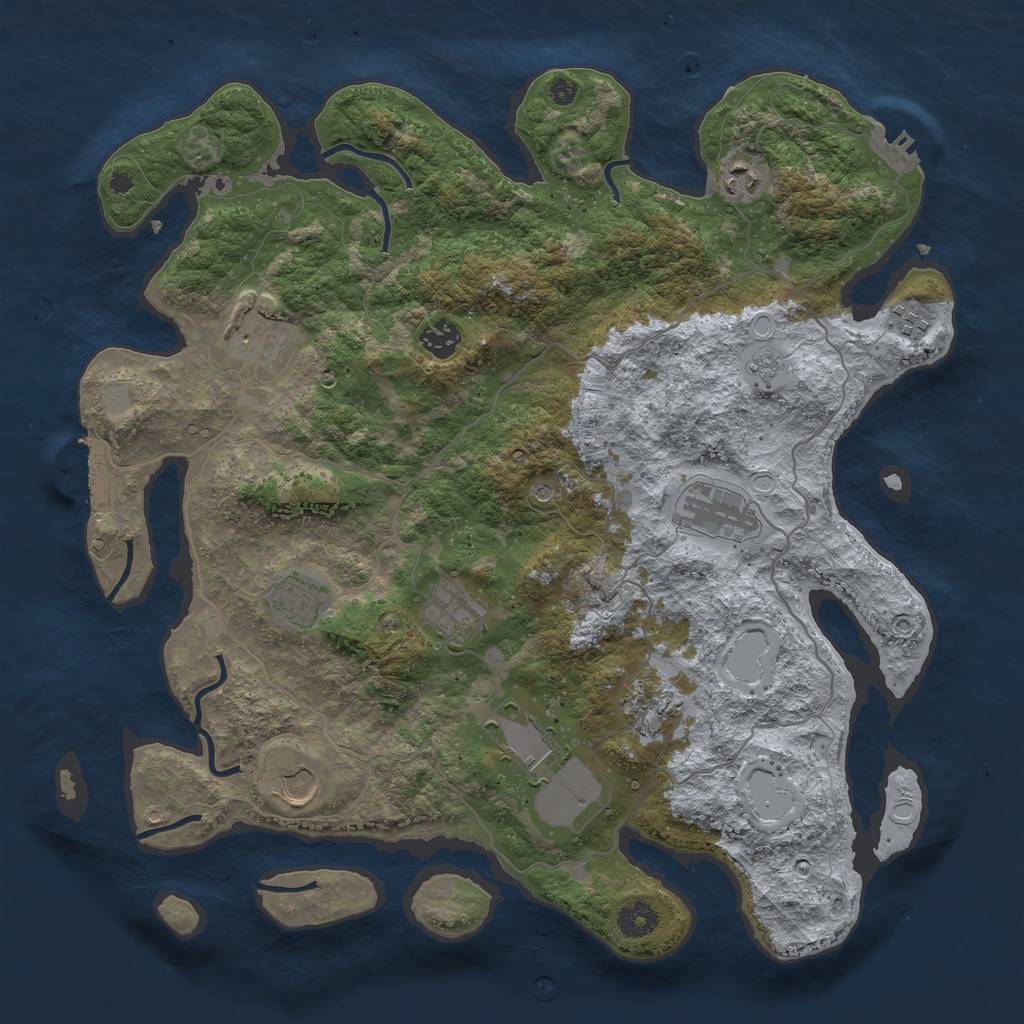 Rust Map: Procedural Map, Size: 4000, Seed: 444173, 19 Monuments